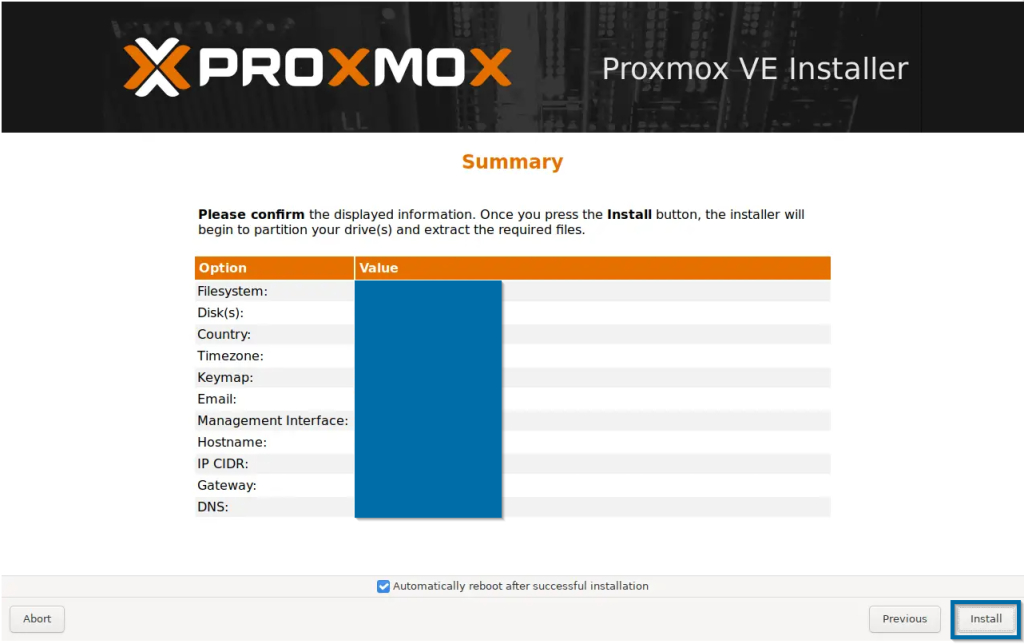 Installing Proxmox 20